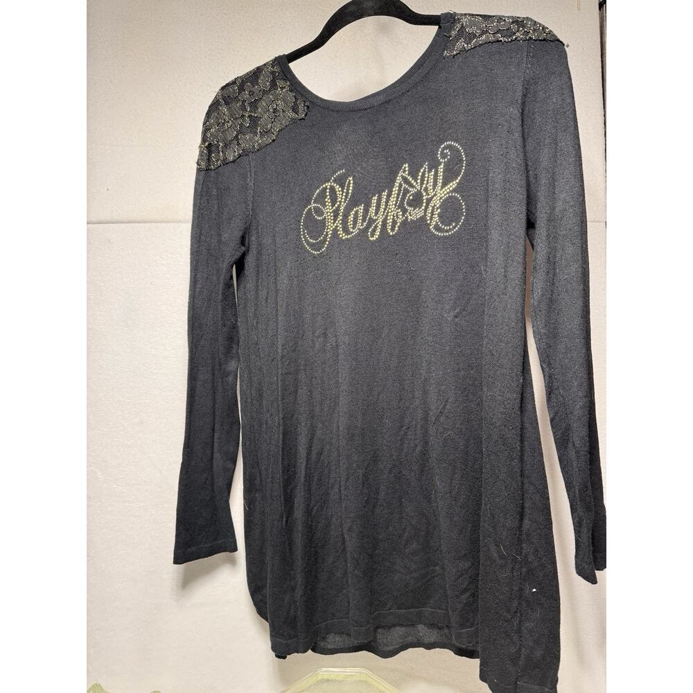 Vintage Playboy Sweater Women’s Size Medium. Black, Open Back. Rare.